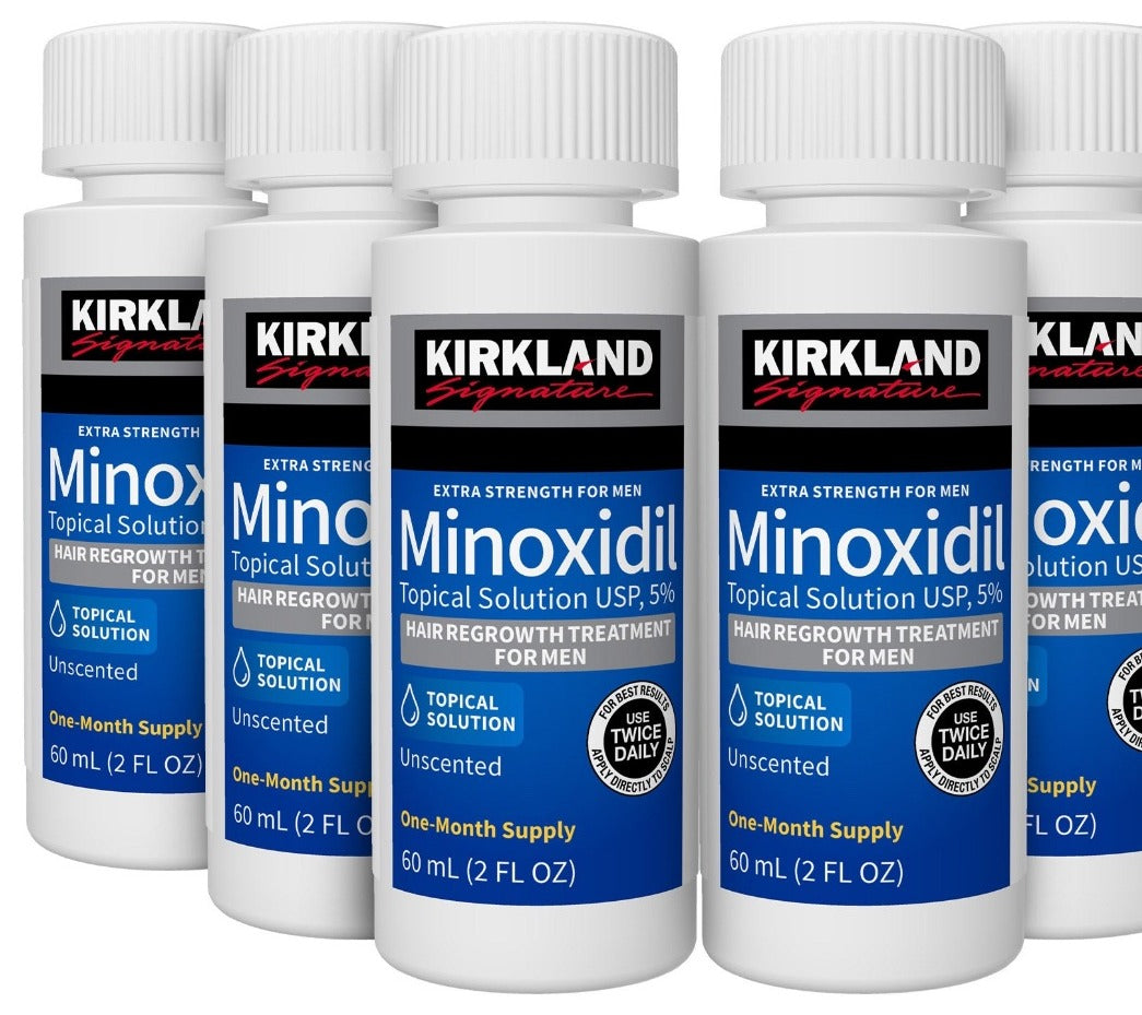 Six bottles of Kirkland Signature Minoxidil 5% topical solution
